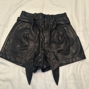 Hello Miss Black High Waist Leather Shorts